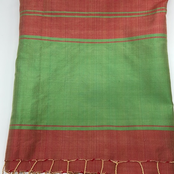 Handwoven Silk Scarf from Cambodia - Christmas Colors! - Picture 2 of 5